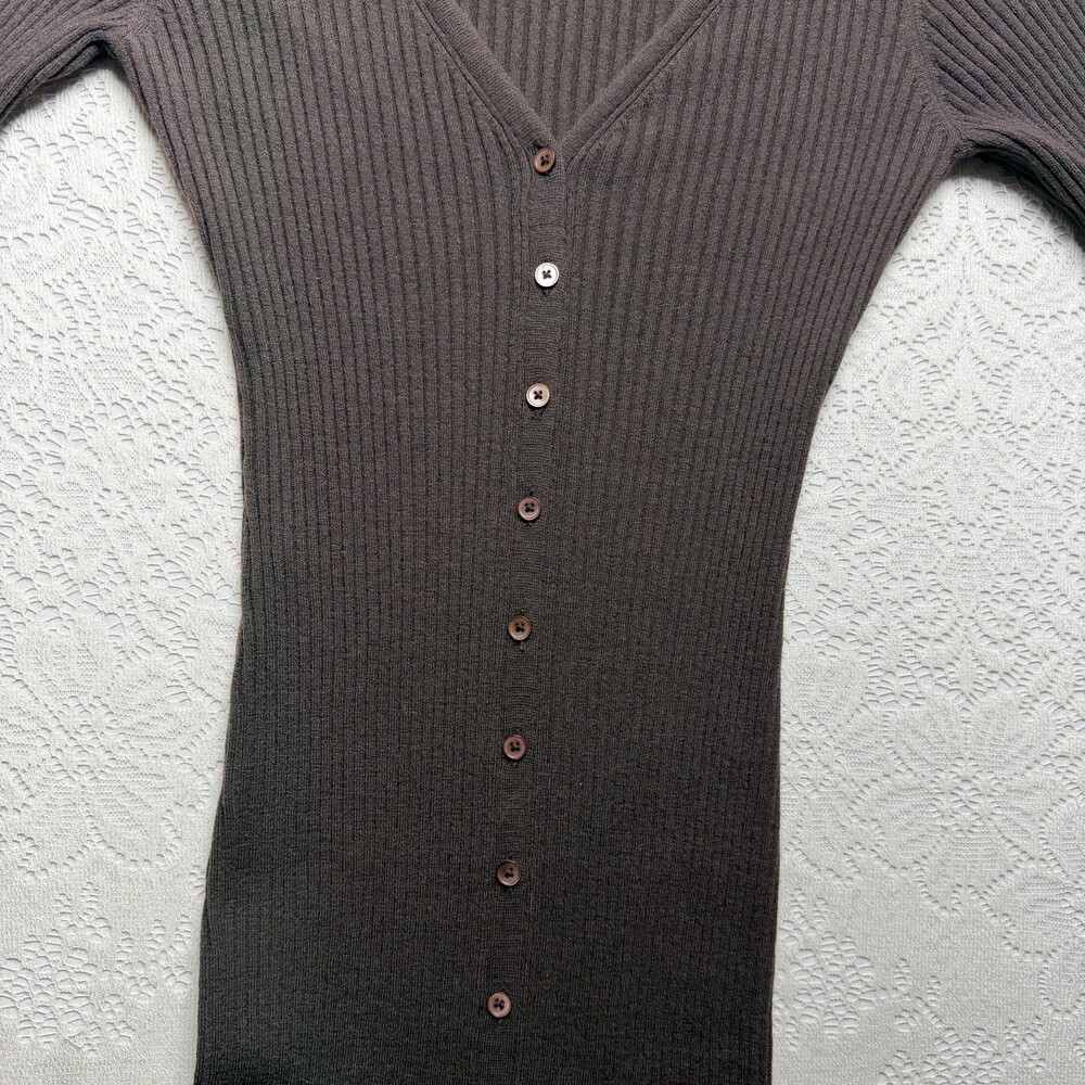 The Group Babaton Sweater Dress Womens Medium Brown Ribbed Bodycon Midi - Picture 3 of 13